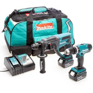 18V LXT Twin Pack DHP453 Combi Drill DHR202 Rotary Hammer (2 x 5.0Ah Batteries)