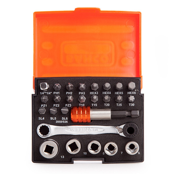 Bahco 2058/S26 Ratchet Socket Bit Set (26 Piece)