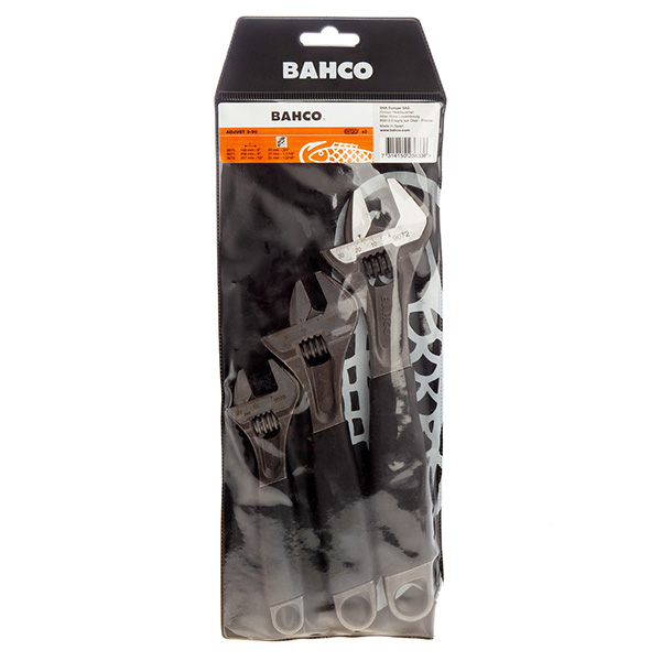 Bahco Adjust 3-90 Ergo Central Nut Adjustable Wrench Set (Pack Of 3)