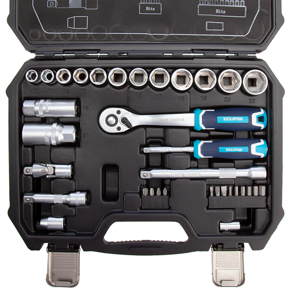 Eclipse ESS34PS Socket Set 1/4in & 3/8in Square Drive (34 Piece)