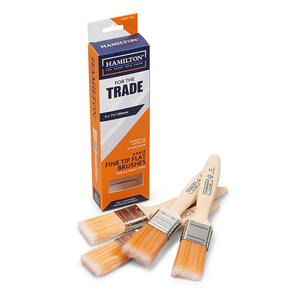 Fine Tip Flat Paint Brushes - Pack of 4 