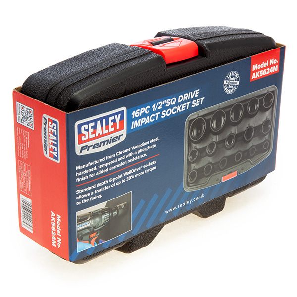 Sealey AK5624M Metric Impact Socket Set 1/2in Square Drive (16 Piece)