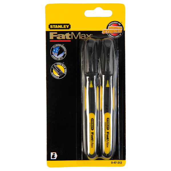 Stanley FatMax Black Permanent Markers Fine Tip (Pack of 2)