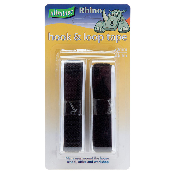 Ultra Tape Rhino Black Self Adhesive Hook & Loop Tape