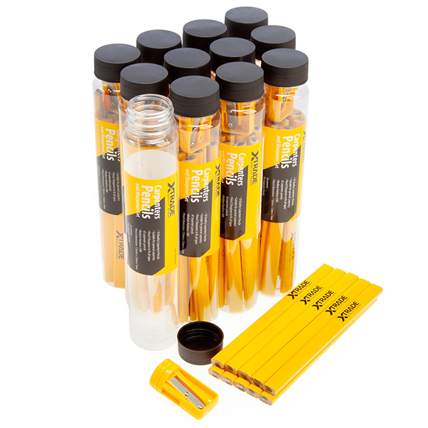 XTrade Carpenters Pencils & Sharpener Set (Box Of 12 Sets)