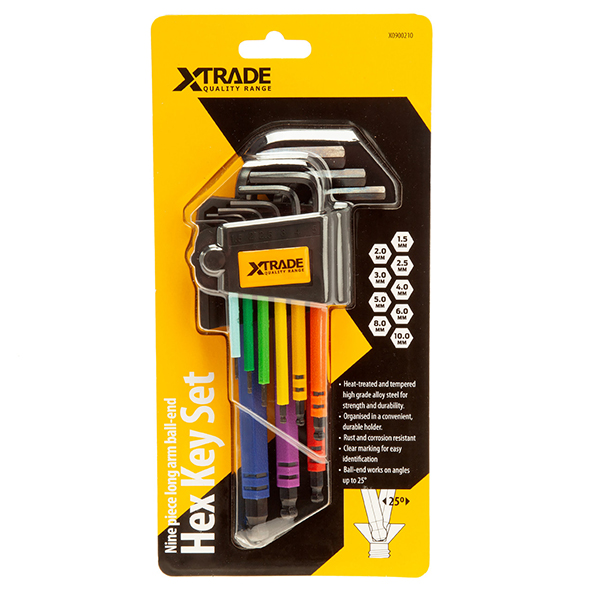 XTrade Long Arm Ball End Hex Key Set (9 Piece)