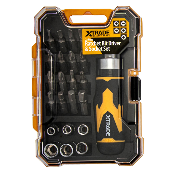 XTrade Ratchet Bit Driver & Socket Set (23 Piece)